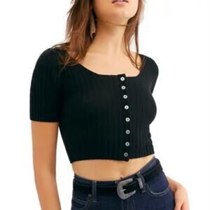 Free People Little Cutie Ribbed Crop Top, Sz M